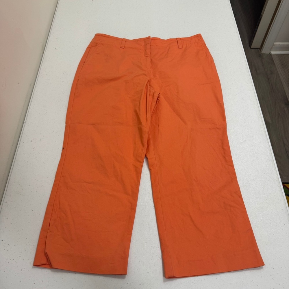 Liz Claiborne Michaela Orange Cropped Wide Leg Pants Womens Size 12